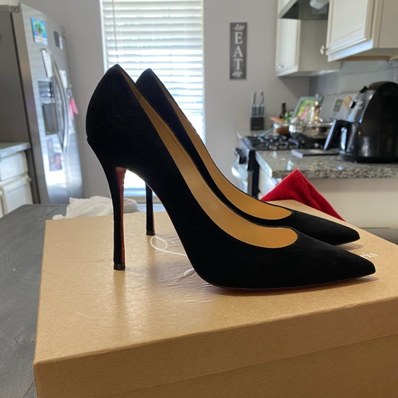 Black Suede Louboutin Pumps - Picture 1 of 5